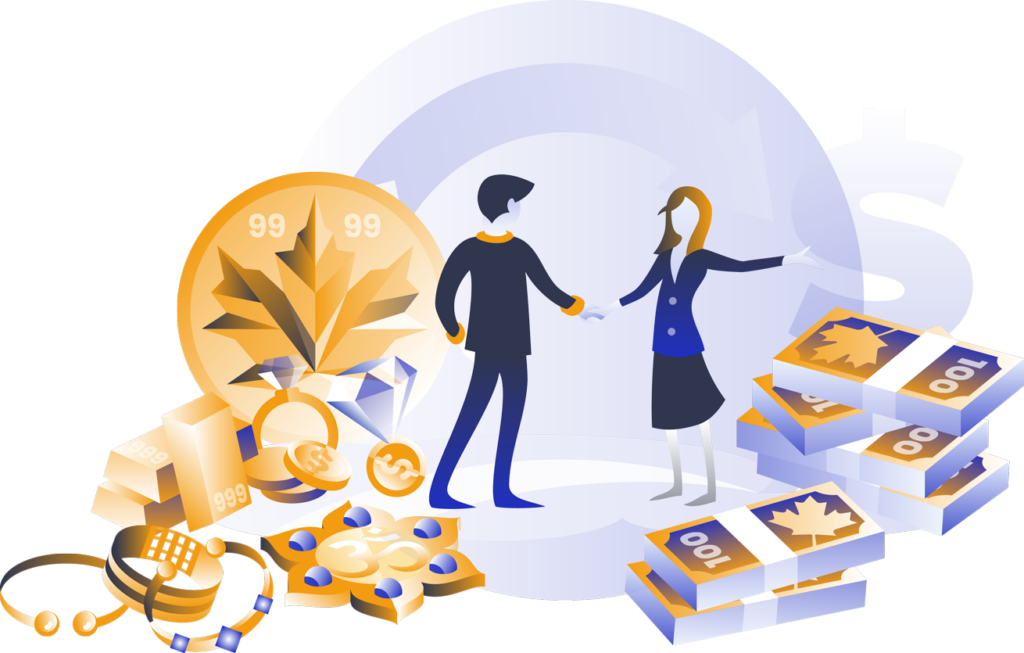 Cash for gold company illustration