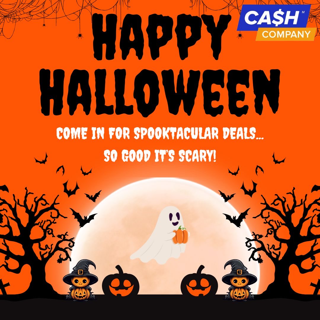 Happy Halloween greeting in orange and black