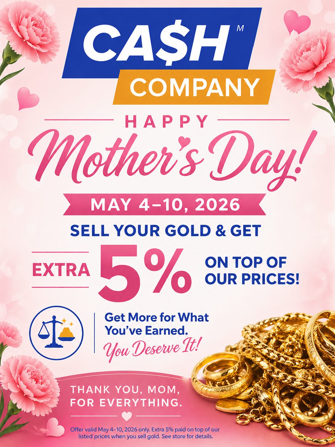 Mother's Day Special - Extra 5% Cash!